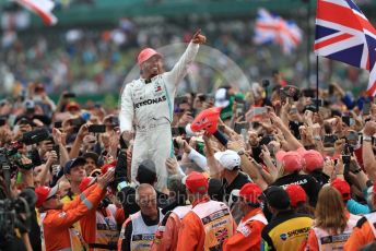 World © Octane Photographic Ltd. Formula 1 – British GP - Race - Podium. Mercedes AMG Petronas Motorsport AMG F1 W10 EQ Power+ - Lewis Hamilton. Silverstone Circuit, Towcester, Northamptonshire. Sunday 14th July 2019.
