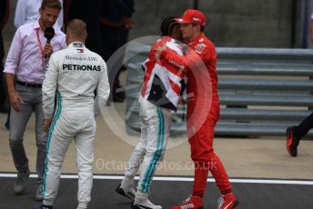 World © Octane Photographic Ltd. Formula 1 – British GP - Race - Podium. Mercedes AMG Petronas Motorsport AMG F1 W10 EQ Power+ - Lewis Hamilton and Scuderia Ferrari SF90 – Charles Leclerc. Silverstone Circuit, Towcester, Northamptonshire. Sunday 14th July 2019.