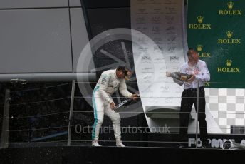 World © Octane Photographic Ltd. Formula 1 – British GP - Race - Podium. Mercedes AMG Petronas Motorsport AMG F1 W10 EQ Power+ - Lewis Hamilton. Silverstone Circuit, Towcester, Northamptonshire. Sunday 14th July 2019.