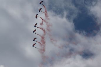 World © Octane Photographic Ltd. Formula 1 – British GP - Practice 2. RAF paratrooper. Silverstone Circuit, Towcester, Northamptonshire. Friday 12th July 2019.
