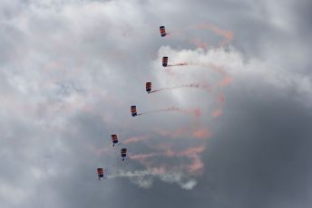 World © Octane Photographic Ltd. Formula 1 – British GP - Practice 2. RAF paratrooper. Silverstone Circuit, Towcester, Northamptonshire. Friday 12th July 2019.