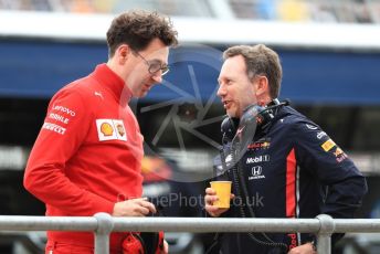 World © Octane Photographic Ltd. Formula 1 - British GP - Practice 3. Christian Horner - Team Principal of Red Bull Racing and Mattia Binotto – Team Principal of Scuderia Ferrari. Silverstone Circuit, Towcester, Northamptonshire. Saturday 13th July 2019.