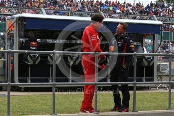 World © Octane Photographic Ltd. Formula 1 - British GP - Practice 3. Christian Horner - Team Principal of Red Bull Racing and Mattia Binotto – Team Principal of Scuderia Ferrari. Silverstone Circuit, Towcester, Northamptonshire. Saturday 13th July 2019.