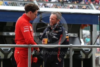 World © Octane Photographic Ltd. Formula 1 - British GP - Practice 3. Christian Horner - Team Principal of Red Bull Racing and Mattia Binotto – Team Principal of Scuderia Ferrari. Silverstone Circuit, Towcester, Northamptonshire. Saturday 13th July 2019.
