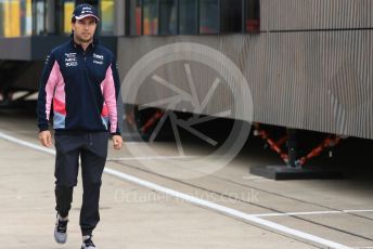 World © Octane Photographic Ltd. Formula 1 – British GP - Paddock. SportPesa Racing Point RP19 - Sergio Perez. Silverstone Circuit, Towcester, Northamptonshire. Sunday 14th July 2019.