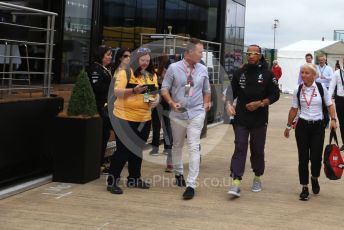 World © Octane Photographic Ltd. Formula 1 – British GP - Paddock. Mercedes AMG Petronas Motorsport AMG F1 W10 EQ Power+ - Lewis Hamilton. Silverstone Circuit, Towcester, Northamptonshire. Sunday 14th July 2019.