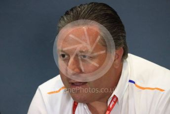 World © Octane Photographic Ltd. Formula 1 - British GP – Friday FIA Team Press Conference. Zak Brown - Executive Director of McLaren Technology Group. Silverstone Circuit, Towcester, Northamptonshire. Friday 12th July 2019.