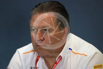 World © Octane Photographic Ltd. Formula 1 - British GP – Friday FIA Team Press Conference. Zak Brown - Executive Director of McLaren Technology Group. Silverstone Circuit, Towcester, Northamptonshire. Friday 12th July 2019.