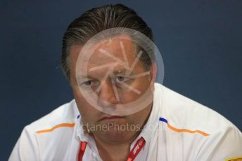 World © Octane Photographic Ltd. Formula 1 - British GP – Friday FIA Team Press Conference. Zak Brown - Executive Director of McLaren Technology Group. Silverstone Circuit, Towcester, Northamptonshire. Friday 12th July 2019.