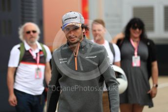 World © Octane Photographic Ltd. Formula 1 – British GP - Paddock. McLaren MCL34 – Carlos Sainz. Silverstone Circuit, Towcester, Northamptonshire. Thursday 11th July 2019.