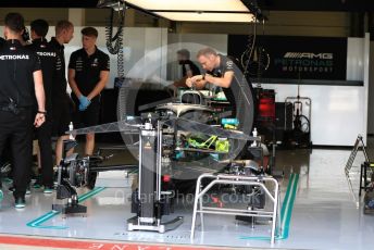 World © Octane Photographic Ltd. Formula 1 – British GP - Pit Lane. Mercedes AMG Petronas Motorsport AMG F1 W10 EQ Power+.. Silverstone Circuit, Towcester, Northamptonshire. Thursday 11th July 2019.