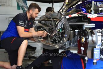 World © Octane Photographic Ltd. Formula 1 – British GP - Pit Lane. Scuderia Toro Rosso STR14. Silverstone Circuit, Towcester, Northamptonshire. Thursday 11th July 2019.