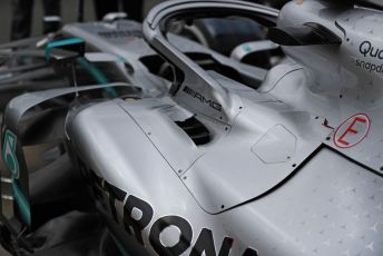 World © Octane Photographic Ltd. Formula 1 – British GP - Pit Lane. Mercedes AMG Petronas Motorsport AMG F1 W10 EQ Power+. Silverstone Circuit, Towcester, Northamptonshire. Thursday 11th July 2019.