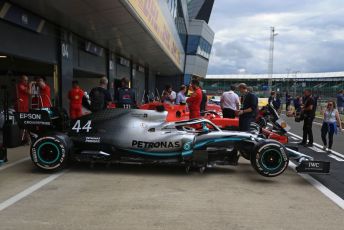 World © Octane Photographic Ltd. Formula 1 – British GP - Pit Lane. Mercedes AMG Petronas Motorsport AMG F1 W10 EQ Power+. Silverstone Circuit, Towcester, Northamptonshire. Thursday 11th July 2019.