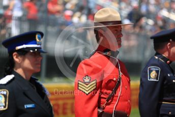World © Octane Photographic Ltd. Formula 1 – Canadian GP. Drivers’ parade. RCMP (Mounties) at the Drivers' parade. Circuit de Gilles Villeneuve, Montreal, Canada. Sunday 9th June 2019.