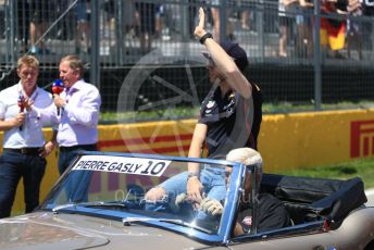 World © Octane Photographic Ltd. Formula 1 – Canadian GP. Drivers’ parade. Aston Martin Red Bull Racing RB15 – Pierre Gasly. Circuit de Gilles Villeneuve, Montreal, Canada. Sunday 9th June 2019.