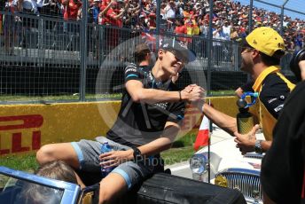 World © Octane Photographic Ltd. Formula 1 – Canadian GP. Drivers’ parade. ROKiT Williams Racing FW 42 – George Russell and Renault Sport F1 Team RS19 – Daniel Ricciardo. Circuit de Gilles Villeneuve, Montreal, Canada. Sunday 9th June 2019.