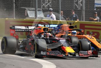 World © Octane Photographic Ltd. Formula 1 – Canadian GP. Practice 1. Aston Martin Red Bull Racing RB15 – Max Verstappen and McLaren MCL34 – Carlos Sainz. Circuit de Gilles Villeneuve, Montreal, Canada. Friday 7th June 2019.