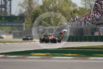 World © Octane Photographic Ltd. Formula 1 – Canadian GP. Practice 2. Aston Martin Red Bull Racing RB15 – Pierre Gasly and Mercedes AMG Petronas Motorsport AMG F1 W10 EQ Power+ - Valtteri Bottas. Circuit de Gilles Villeneuve, Montreal, Canada. Friday 7th June 2019.
