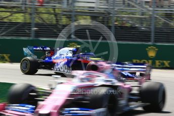 World © Octane Photographic Ltd. Formula 1 – Canadian GP. Practice 2. SportPesa Racing Point RP19 – Lance Stroll and Scuderia Toro Rosso STR14 – Alexander Albon. Circuit de Gilles Villeneuve, Montreal, Canada. Friday 7th June 2019.