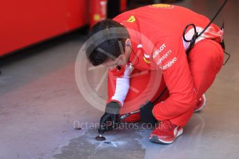 World © Octane Photographic Ltd. Formula 1 – Canadian GP. Practice 3. Scuderia Ferrari garage floor repair. Circuit de Gilles Villeneuve, Montreal, Canada. Saturday 8th June 2019.