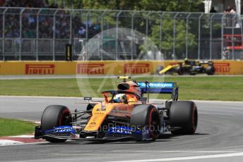 World © Octane Photographic Ltd. Formula 1 – Canadian GP. Qualifying. McLaren MCL34 – Lando Norris and Renault Sport F1 Team RS19 – Nico Hulkenberg. Circuit de Gilles Villeneuve, Montreal, Canada. Saturday 8th June 2019.