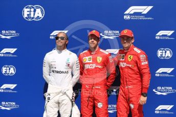 World © Octane Photographic Ltd. Formula 1 – Canadian GP. Qualifying. Mercedes AMG Petronas Motorsport AMG F1 W10 EQ Power+ - Lewis Hamilton with Scuderia Ferrari SF90 – Sebastian Vettel and Charles Leclerc. Circuit de Gilles Villeneuve, Montreal, Canada. Saturday 8th June 2019.