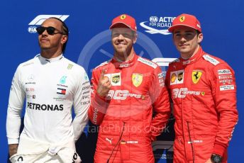 World © Octane Photographic Ltd. Formula 1 – Canadian GP. Qualifying. Mercedes AMG Petronas Motorsport AMG F1 W10 EQ Power+ - Lewis Hamilton with Scuderia Ferrari SF90 – Sebastian Vettel and Charles Leclerc. Circuit de Gilles Villeneuve, Montreal, Canada. Saturday 8th June 2019.