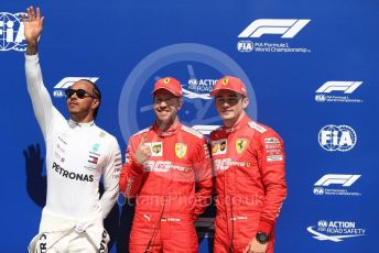 World © Octane Photographic Ltd. Formula 1 – Canadian GP. Qualifying. Mercedes AMG Petronas Motorsport AMG F1 W10 EQ Power+ - Lewis Hamilton with Scuderia Ferrari SF90 – Sebastian Vettel and Charles Leclerc. Circuit de Gilles Villeneuve, Montreal, Canada. Saturday 8th June 2019.