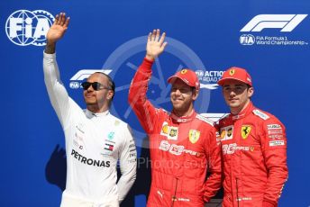 World © Octane Photographic Ltd. Formula 1 – Canadian GP. Qualifying. Mercedes AMG Petronas Motorsport AMG F1 W10 EQ Power+ - Lewis Hamilton with Scuderia Ferrari SF90 – Sebastian Vettel and Charles Leclerc. Circuit de Gilles Villeneuve, Montreal, Canada. Saturday 8th June 2019.