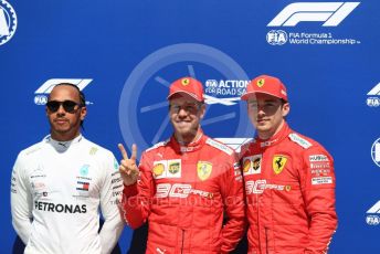World © Octane Photographic Ltd. Formula 1 – Canadian GP. Qualifying. Mercedes AMG Petronas Motorsport AMG F1 W10 EQ Power+ - Lewis Hamilton with Scuderia Ferrari SF90 – Sebastian Vettel and Charles Leclerc. Circuit de Gilles Villeneuve, Montreal, Canada. Saturday 8th June 2019.