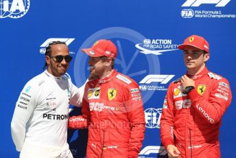 World © Octane Photographic Ltd. Formula 1 – Canadian GP. Qualifying. Mercedes AMG Petronas Motorsport AMG F1 W10 EQ Power+ - Lewis Hamilton with Scuderia Ferrari SF90 – Sebastian Vettel and Charles Leclerc. Circuit de Gilles Villeneuve, Montreal, Canada. Saturday 8th June 2019.
