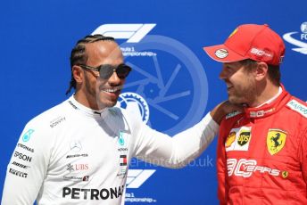 World © Octane Photographic Ltd. Formula 1 – Canadian GP. Qualifying. Mercedes AMG Petronas Motorsport AMG F1 W10 EQ Power+ - Lewis Hamilton and Scuderia Ferrari SF90 – Sebastian Vettel. Circuit de Gilles Villeneuve, Montreal, Canada. Saturday 8th June 2019.