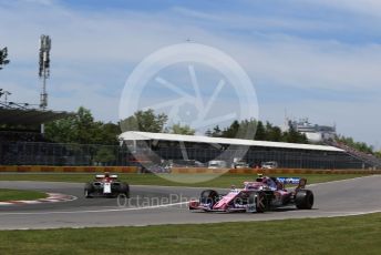 World © Octane Photographic Ltd. Formula 1 – Canadian GP. Qualifying. SportPesa Racing Point RP19 – Lance Stroll and Alfa Romeo Racing C38 – Antonio Giovinazzi. Circuit de Gilles Villeneuve, Montreal, Canada. Saturday 8th June 2019.