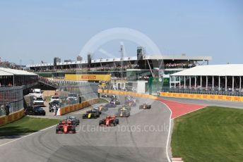 World © Octane Photographic Ltd. Formula 1 – Canadian GP. Race. Scuderia Ferrari SF90 – Sebastian Vettel leads the pack off the grid. Circuit de Gilles Villeneuve, Montreal, Canada. Sunday 9th June 2019.