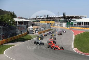 World © Octane Photographic Ltd. Formula 1 – Canadian GP. Race. Scuderia Ferrari SF90 – Sebastian Vettel leads the pack off the grid. Circuit de Gilles Villeneuve, Montreal, Canada. Sunday 9th June 2019.