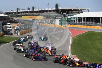World © Octane Photographic Ltd. Formula 1 – Canadian GP. Race. The tail end of the pack in turn 2. Circuit de Gilles Villeneuve, Montreal, Canada. Sunday 9th June 2019.