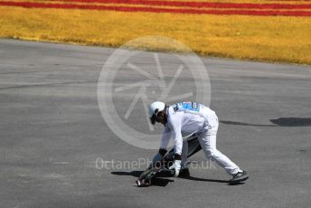 World © Octane Photographic Ltd. Formula 1 – Canadian GP. Race. Scuderia Toro Rosso STR14 – Alexander Albon's front wing being recovered. Circuit de Gilles Villeneuve, Montreal, Canada. Sunday 9th June 2019.