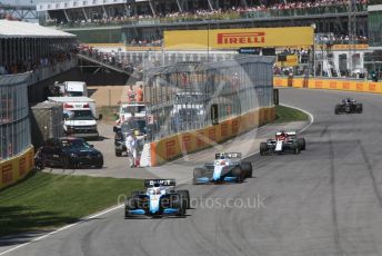 World © Octane Photographic Ltd. Formula 1 – Canadian GP. Race. ROKiT Williams Racing FW 42 – George Russell and Robert Kubica with Alfa Romeo Racing C38 – Kimi Raikkonen and Rich Energy Haas F1 Team VF19 – Romain Grosjean. Circuit de Gilles Villeneuve, Montreal, Canada. Sunday 9th June 2019.