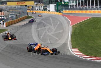 World © Octane Photographic Ltd. Formula 1 – Canadian GP. Race. McLaren MCL34 – Lando Norris and Aston Martin Red Bull Racing RB15 – Max Verstappen. Circuit de Gilles Villeneuve, Montreal, Canada. Sunday 9th June 2019.