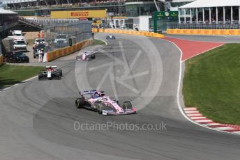 World © Octane Photographic Ltd. Formula 1 – Canadian GP. Race. SportPesa Racing Point RP19 - Sergio Perez, Alfa Romeo Racing C38 – Antonio Giovinazzi. and Lance Stroll. Circuit de Gilles Villeneuve, Montreal, Canada. Sunday 9th June 2019.