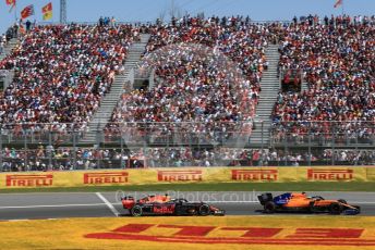 World © Octane Photographic Ltd. Formula 1 – Canadian GP. Race. McLaren MCL34 – Lando Norris and Aston Martin Red Bull Racing RB15 – Max Verstappen. . Circuit de Gilles Villeneuve, Montreal, Canada. Sunday 9th June 2019.