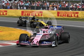 World © Octane Photographic Ltd. Formula 1 – Canadian GP. Race. SportPesa Racing Point RP19 – Lance Stroll and Renault Sport F1 Team RS19 – Daniel Ricciardo. Circuit de Gilles Villeneuve, Montreal, Canada. Sunday 9th June 2019.