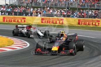 World © Octane Photographic Ltd. Formula 1 – Canadian GP. Race. Aston Martin Red Bull Racing RB15 – Pierre Gasly and Alfa Romeo Racing C38 – Antonio Giovinazzi. Circuit de Gilles Villeneuve, Montreal, Canada. Sunday 9th June 2019.