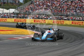 World © Octane Photographic Ltd. Formula 1 – Canadian GP. Race. ROKiT Williams Racing FW42 – Robert Kubica and Mercedes AMG Petronas Motorsport AMG F1 W10 EQ Power+ - Lewis Hamilton. Circuit de Gilles Villeneuve, Montreal, Canada. Sunday 9th June 2019.
