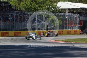 World © Octane Photographic Ltd. Formula 1 – Canadian GP. Race. Mercedes AMG Petronas Motorsport AMG F1 W10 EQ Power+ - Valtteri Bottas and Aston Martin Red Bull Racing RB15 – Max Verstappen. Circuit de Gilles Villeneuve, Montreal, Canada. Sunday 9th June 2019.