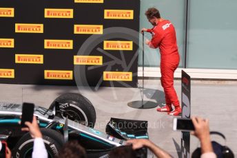 World © Octane Photographic Ltd. Formula 1 – Canadian GP. Parc Ferme. Scuderia Ferrari SF90 – Sebastian Vettel switches the first and second position boards. Circuit de Gilles Villeneuve, Montreal, Canada. Sunday 9th June 2019.