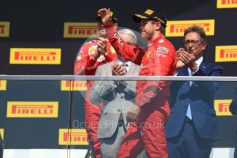 World © Octane Photographic Ltd. Formula 1 – Canadian GP. Podium. Scuderia Ferrari SF90 – Sebastian Vettel and Charles Leclerc. Circuit de Gilles Villeneuve, Montreal, Canada. Sunday 9th June 2019.