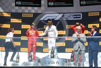 World © Octane Photographic Ltd. Formula 1 – Canadian GP. Podium. Mercedes AMG Petronas Motorsport AMG F1 W10 EQ Power+ - Lewis Hamilton and Scuderia Ferrari SF90 – Sebastian Vettel and Charles Leclerc. Circuit de Gilles Villeneuve, Montreal, Canada. Sunday 9th June 2019.