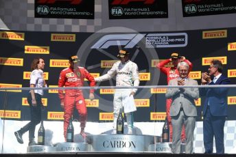 World © Octane Photographic Ltd. Formula 1 – Canadian GP. Podium. Mercedes AMG Petronas Motorsport AMG F1 W10 EQ Power+ - Lewis Hamilton and Scuderia Ferrari SF90 – Sebastian Vettel and Charles Leclerc. Circuit de Gilles Villeneuve, Montreal, Canada. Sunday 9th June 2019.